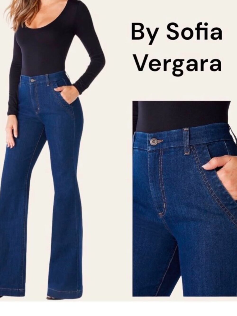 Sofia Jeans by Sofia Vergara High Rise Flare Dark Wash Blue Denim Jeans Size 16 - Picture 2 of 16